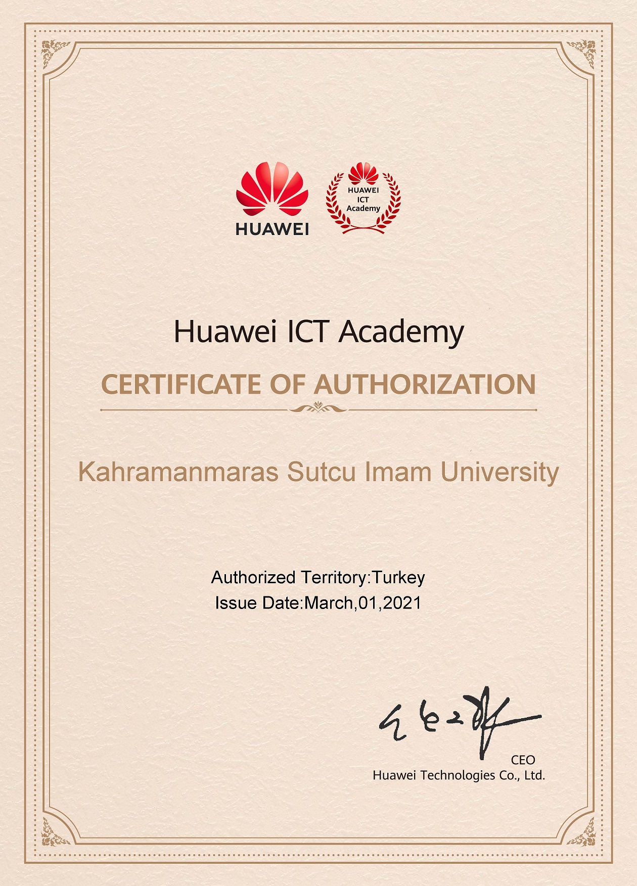 KSÜ ile Huawei Arasında ICT Academy Kapsamında Akademik Partnerlik Anlaşması Yapıldı