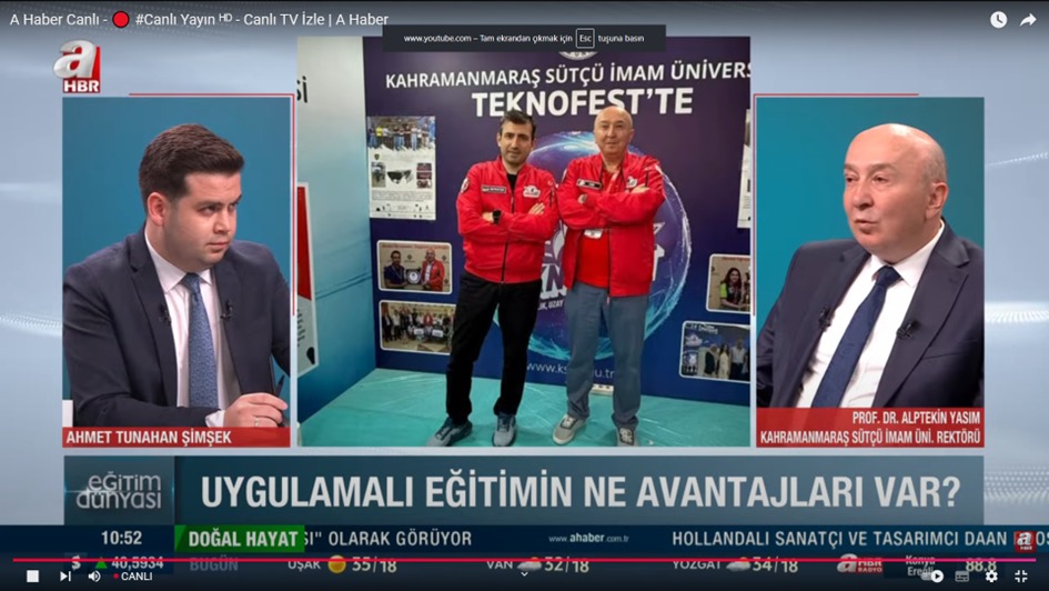 KSÜ Rektörü Prof. Dr. Alptekin Yasım, A Haber’e Konuk Oldu